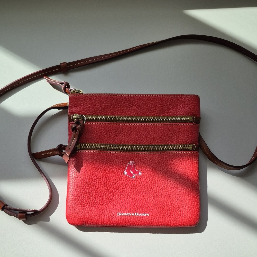 Dooney & Bourke Red Crossbody Bag with Zipper Accents